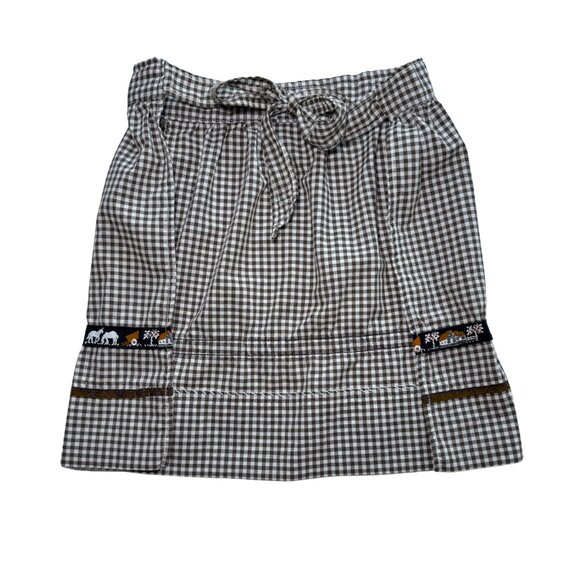 Brown & White Kids Gingham Apron with Horses & Barn Trim Handmade - Picture 2 of 4